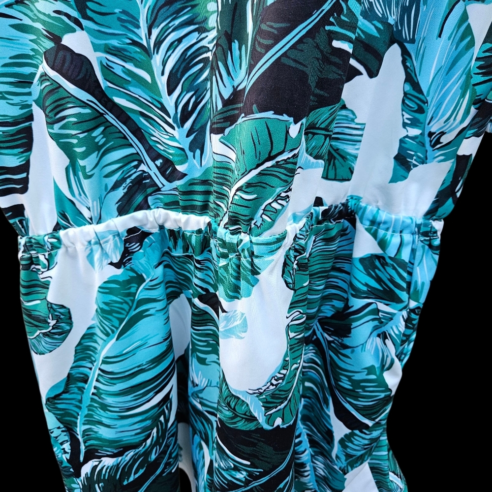 Tropical Leaf Print Kimono Size L - Picture 13 of 15